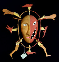 Mask, Wood feathers paint, Tommy Tootayluk -Nunivak Is, 21 x 19, $1800