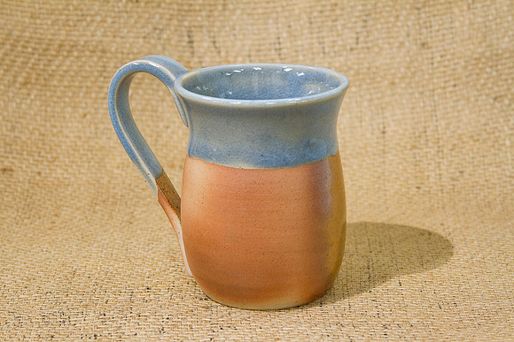 H Paul Laverty_Cup w handle blue brown 20oz, 5.25 x 4.5, $35