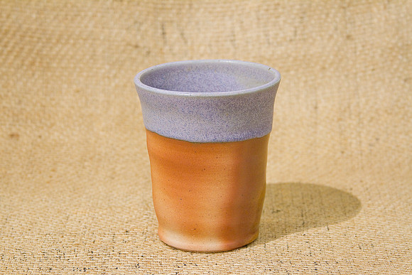 M Paul Laverty_Small vase cup purple brown 19oz, 5 x 4.25, $25