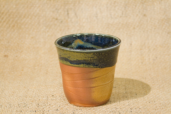 N Paul Laverty_ Small Vase cup black brown 17oz, 4.5 x 4.75, $25